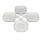 Set Of 4 Corning Ware White P-185-B Grab It Square Snack Plates with Handle