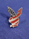 PLAYBOY BUNNY AMERICAN FLAG STARS STRIPES PIN NEW JULY 4TH NAVY BLUE RED SILVER — photo 1