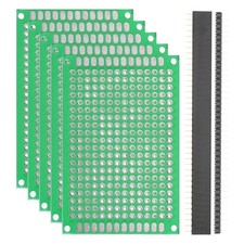 5Pcs 6x4cm PCB Board Kit 2.54mm Spacing 1.5mm Thick W 40-Pin Headers, Green