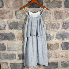 Madewell Gray Dream Drift Overlay Dress Size 12 Linen Blend Pockets Neutral
