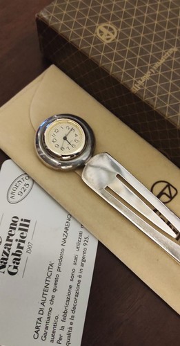 Tagliacarte Orologio Nazareno Gabrielli Bagno Argento Silver clock paper cutter - Foto 4 di 11