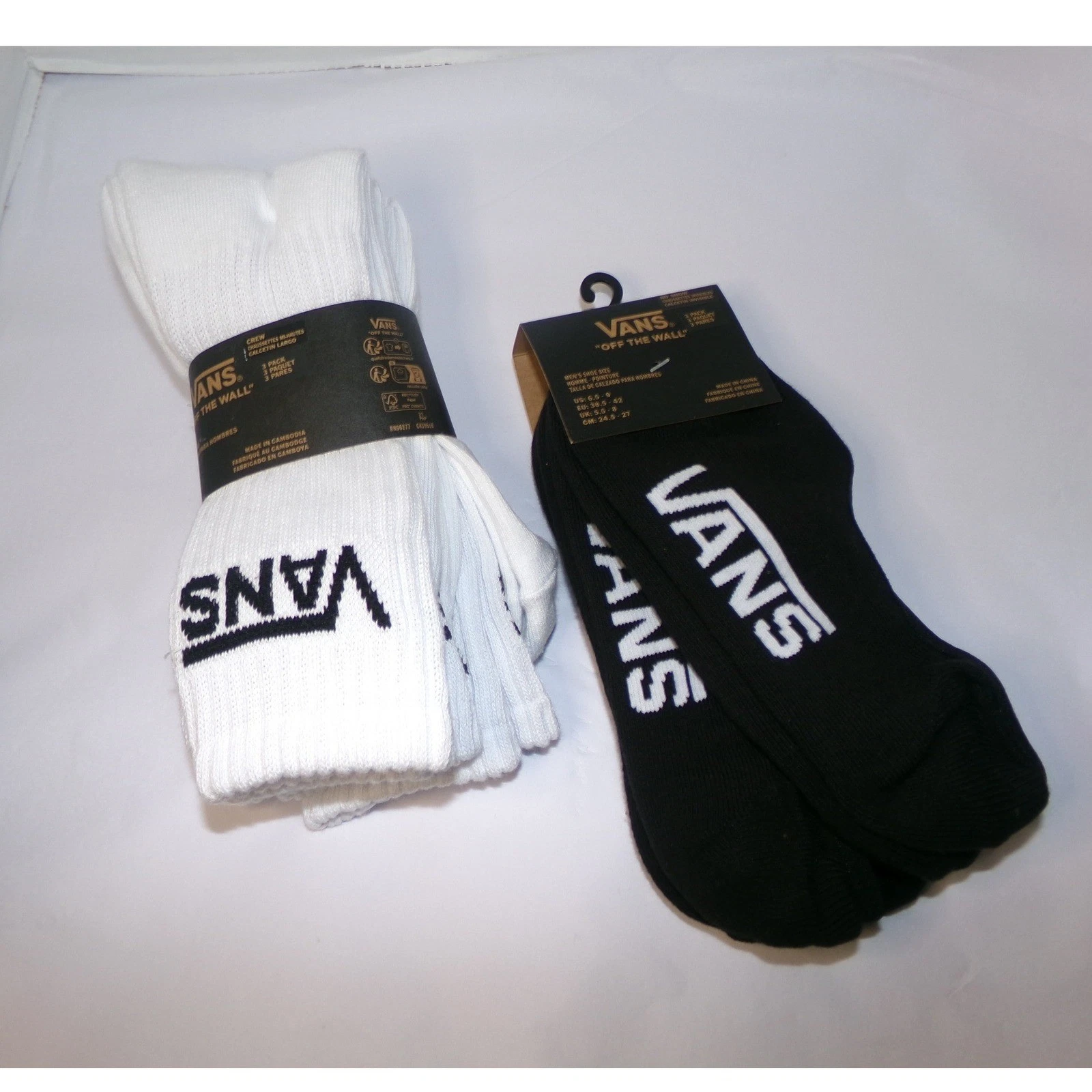 NWT MENS VANS "OFF THE WALL" ASSORTED STYLE SOCKS~6 PAIRS~SZ 6.5-9