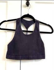 Tiger Friday Black Ribbed Knit Racerback Sports Bra Medium Support Size M/L