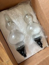 Pottery Barn Finial Set 2 Turned Glass Embout Victorian Mcm Elegant CLEAR Read