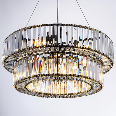 9-Light Black Crystal Chandelier for Dining Room & Entryway, 24'' D
