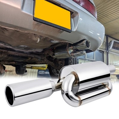 For Honda Acura Integra Twin Loop Exhaust Muffler 2.5'' Inlet 4.0'' Tip Polished