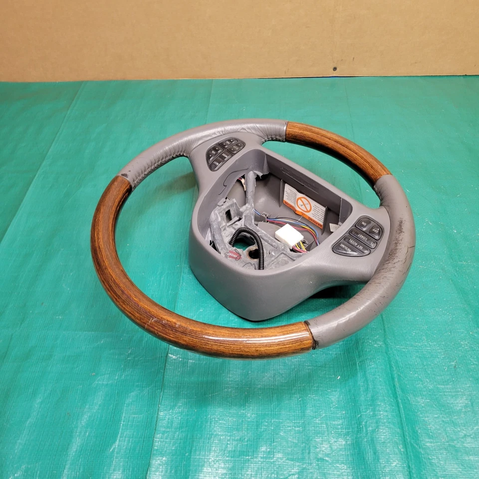 Volante Lincoln Town Car 1998-2004 grano de madera y cuero gris OEM Foto 3 de 4