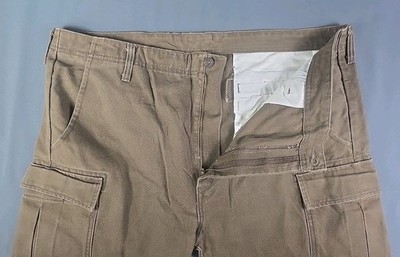 Levis Workwear Pants Mens 42x32 Black Canvas Straight Leg Cargo Pocket Carpenter
