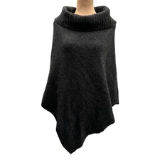 Ivanka Trump Wool Blend OS Gray Poncho Sweater Cowl Neck