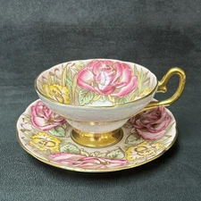 Taylor and Kent Longton Bone China Teacup Designed with Pink Cabbage Roses