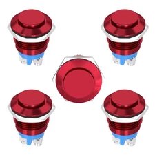 5PCS 16MM Momentary Push Button Switch High Round 250V AC 5A 12V 36V DC 2A 1N...