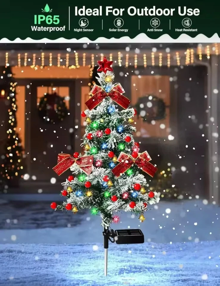 Cadena de luces solares para decoración de hadas y árboles de Navidad impermeables al aire libre Foto 2 de 4