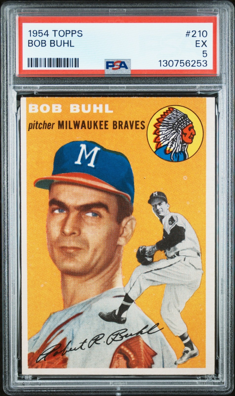 1954 Topps Bob Buhl PSA 5 RC Milwaukee Braves Vintage Baseball Card #210 Rookie