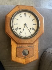 Vintage Oak  School House  Wall Clock