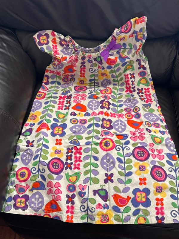 Hanna Andersson floral bird Pattern Cotton Dress 140 10