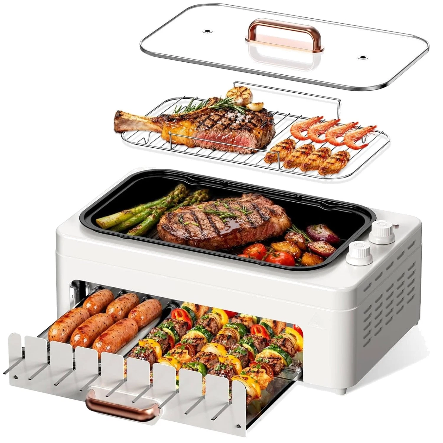 Multi-Function Electric Grill with Auto-Rotating Skewers