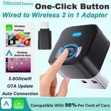 Ottocast USB Wireless CarPlay Adapter iPhone Android Auto Dongle Plug Play 2025