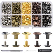 100 Sets Chicago Screws Leather Rivets Screw Metal Studs Binding 10mm Head