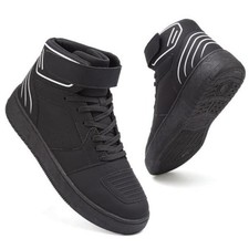 Motorcycle Boots for Men High Top Riding Shoes with Ankle Strap 10.5 Black