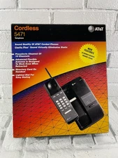VINTAGE 1993 AT&T CORDLESS 5471 TELEPHONE BLACK W/ALL BOX CONTENTS TESTED WORKS
