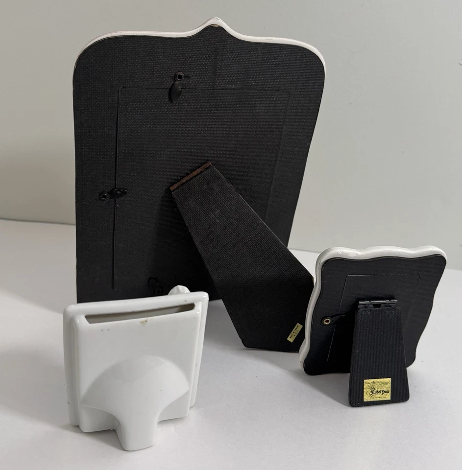 3 Vtg Floral Picture Frames Shabby Chic Ceramic Cottage Core Pink Rose 5x7, 2x3 - Image 2 of 4