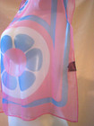 Womens Vintage 1960s sheer pink blue white head scarf/ scarf 41.5”x41.5” — photo 2
