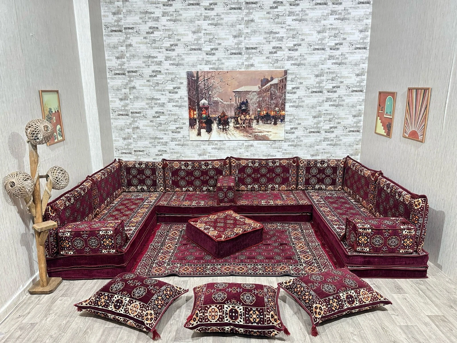Oriental Seating Area, Arabic Corner Majlis, U Shaped, Oriental Sofa
