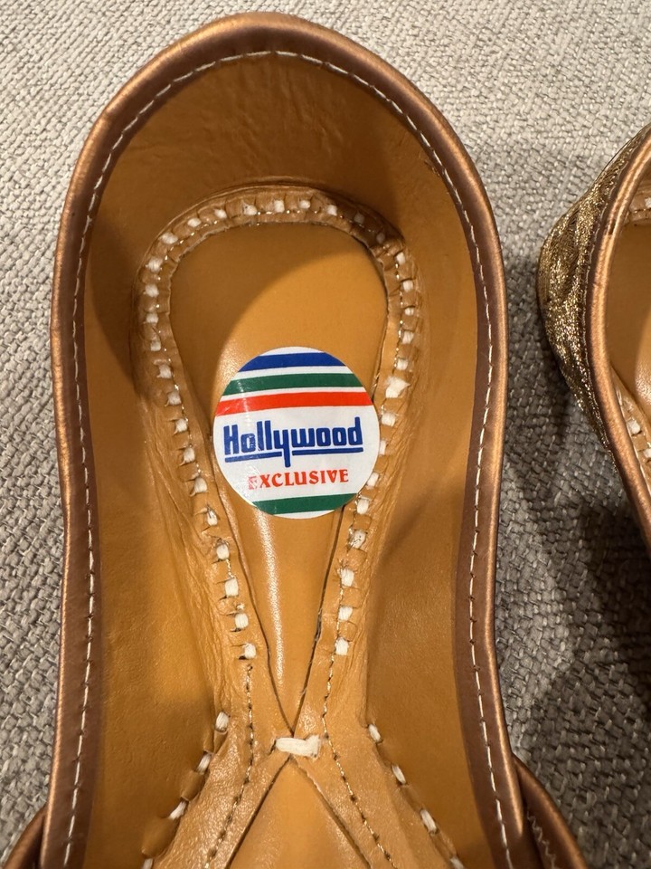 Hollywood Exclusive Jutti Sandal Women Indian shoes Gold Beaded Size UK