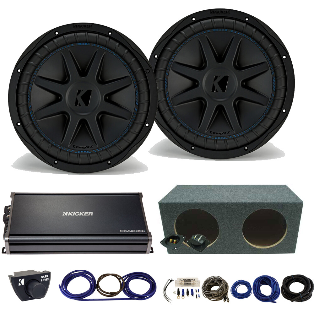 Kicker 44CVX122 CompVX Subs with 43CXA18001 Amplifier Rear