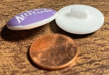 2 Vtg JHB Purple Fashion Is An Attitude Plastic Shank Buttons 7/8" 23mm 15029