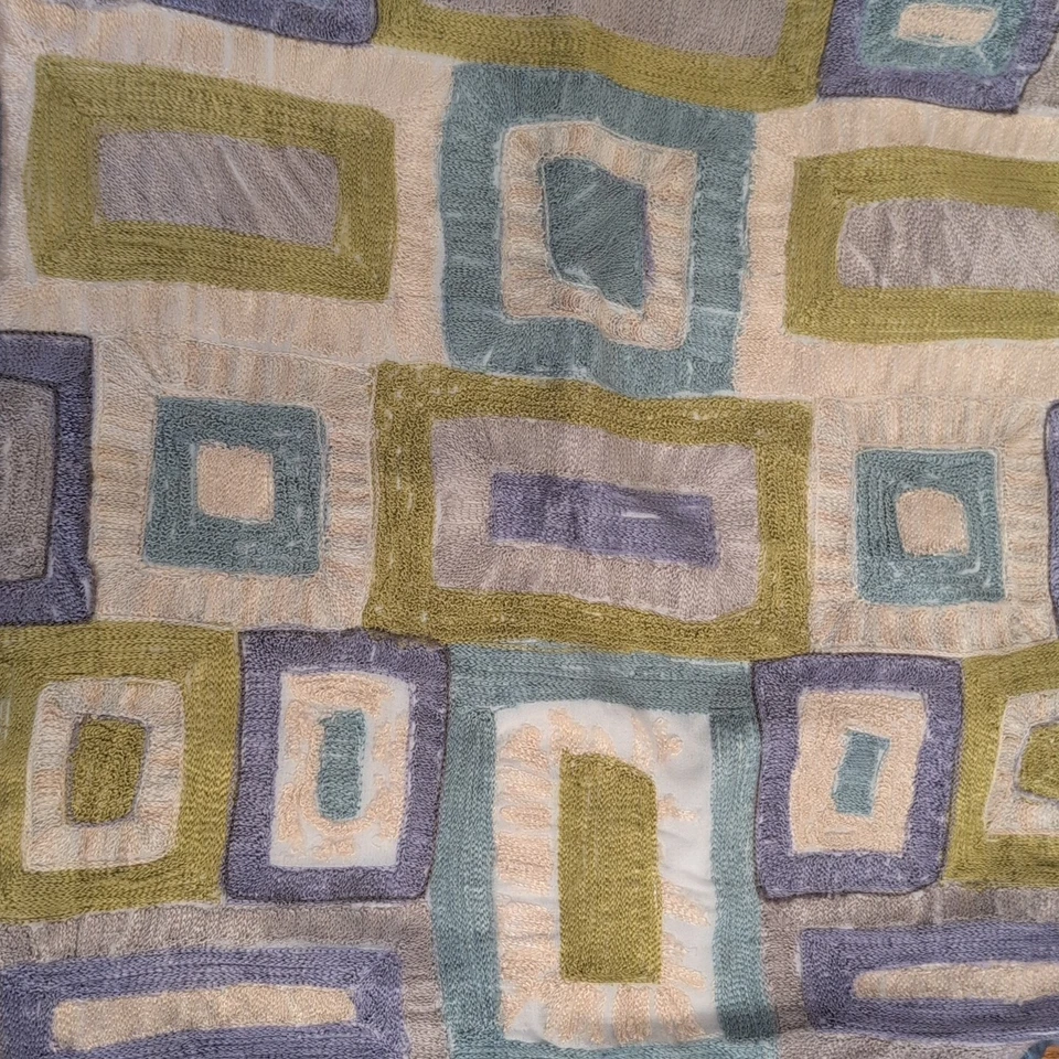 2 Pier 1 Imports Throw Pillow Zip Covers Green Blue Purple Geometric Pattern - Image 2 of 4