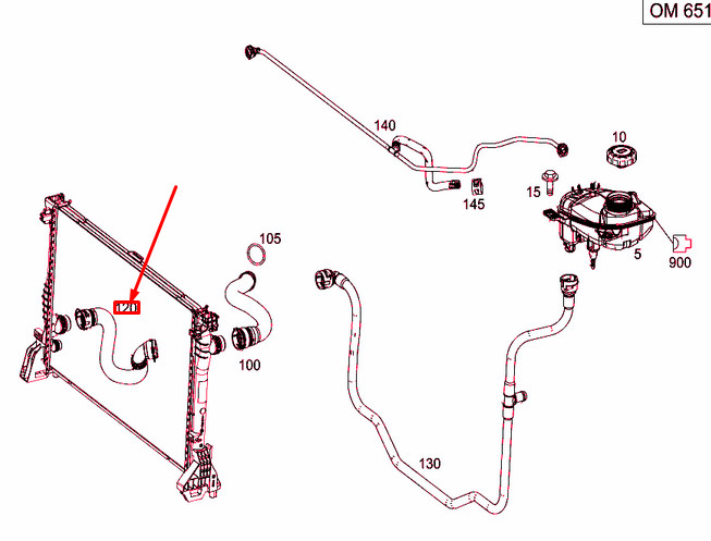 NEW MB VITO W447 RIGHT COOLER TO ENGINE COOLANT HOSE A4475013182  