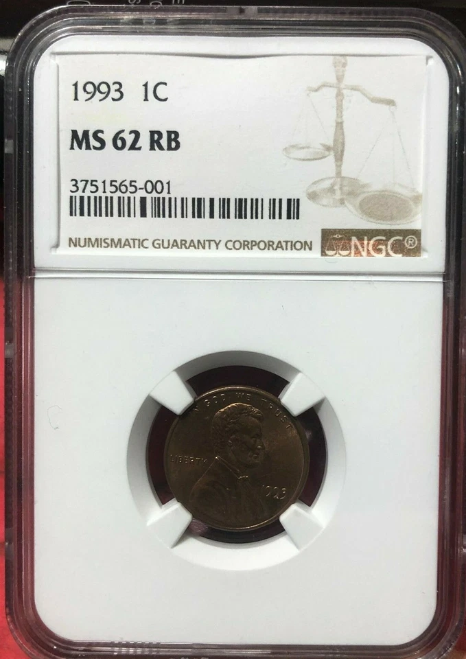 1993 Lincoln Cent Penny Authentic NGC MS62 RB Top Pop. Only 2 Higher - Image 2 of 3
