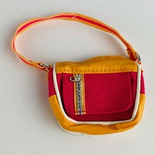 Barbie Doll Size Orange Pink Shoulder Bag Miniature Toy Purse Pretend Play