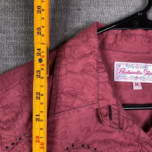 Panhandler Slim Western Shirt Womens M Pink Floral Pearl Snap Long Sleeve Rodeo - Bild 6 von 14