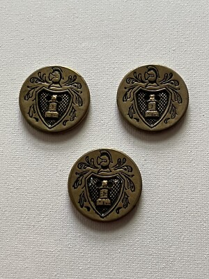 3 Vintage Casa de Leon Knight With Castle Two Holes Metal Buttons