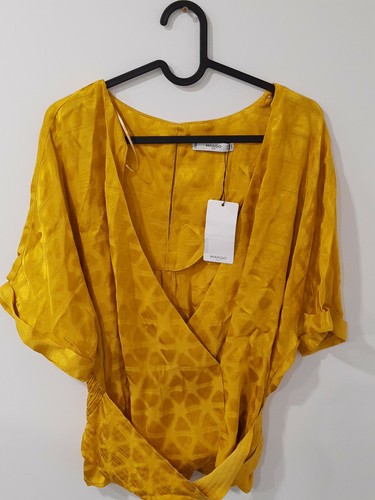 Mango Women/Ladies Tokyo Jacquard Top. Colour-Mustard. Size-Large. BNWT - Picture 7 of 11