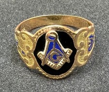 Antique Masonic Ring 10K Gold 11.5 Thin Band Ornate RARE
