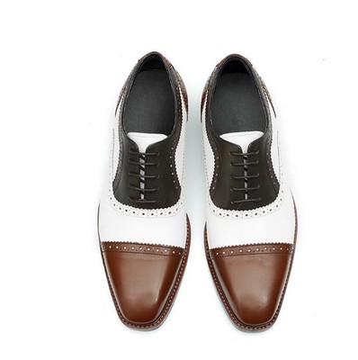 Genuine leather brogue large size oxford shoes Colorblock  display picture 1