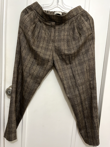 BABATON Cohen Pants Stretchable for Women 6 Brown Plaid Wool Cashmere - Picture 2 of 11