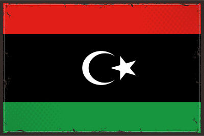 Holzschild 18x12 Libyens Retro Flag of Libya Wand Deko Bar Kneipe Sammler Gesche