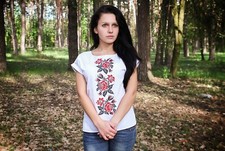 Vyshyvanka Traditional Embroidered Women Ukrainian blouse Ethnic Size M, White