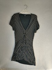 Banana Republic Womens Dress Medium Black V Neck Geometric Short Sleeve Pullover