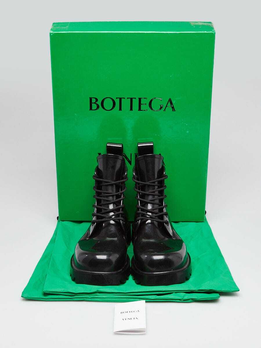 Bottega Black Rubber Stride Lace Up Boots Size 10.5/41 | eBay