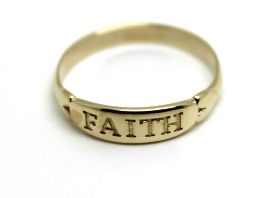 Size T Genuine New Solid 9ct 9kt 375 Yellow Gold Faith Ring - Free Express Post - Picture 8 of 16