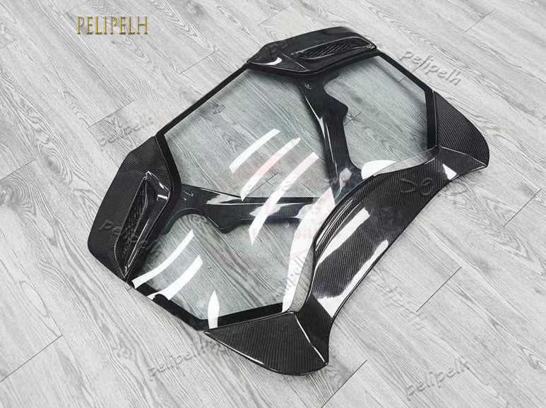 Real Carbon Engine Transparent Hood Engine Tail Cover Fit For Ferrari 488 Spider