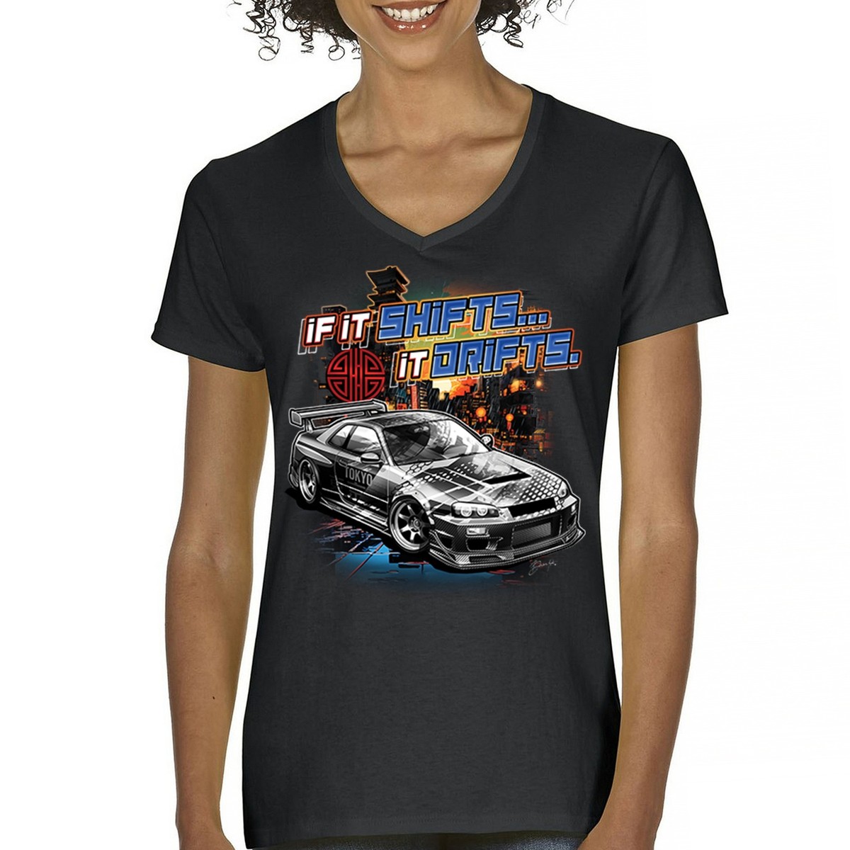 If It Shifts It Drifts Women's V-Neck T-shirt Racing Custom