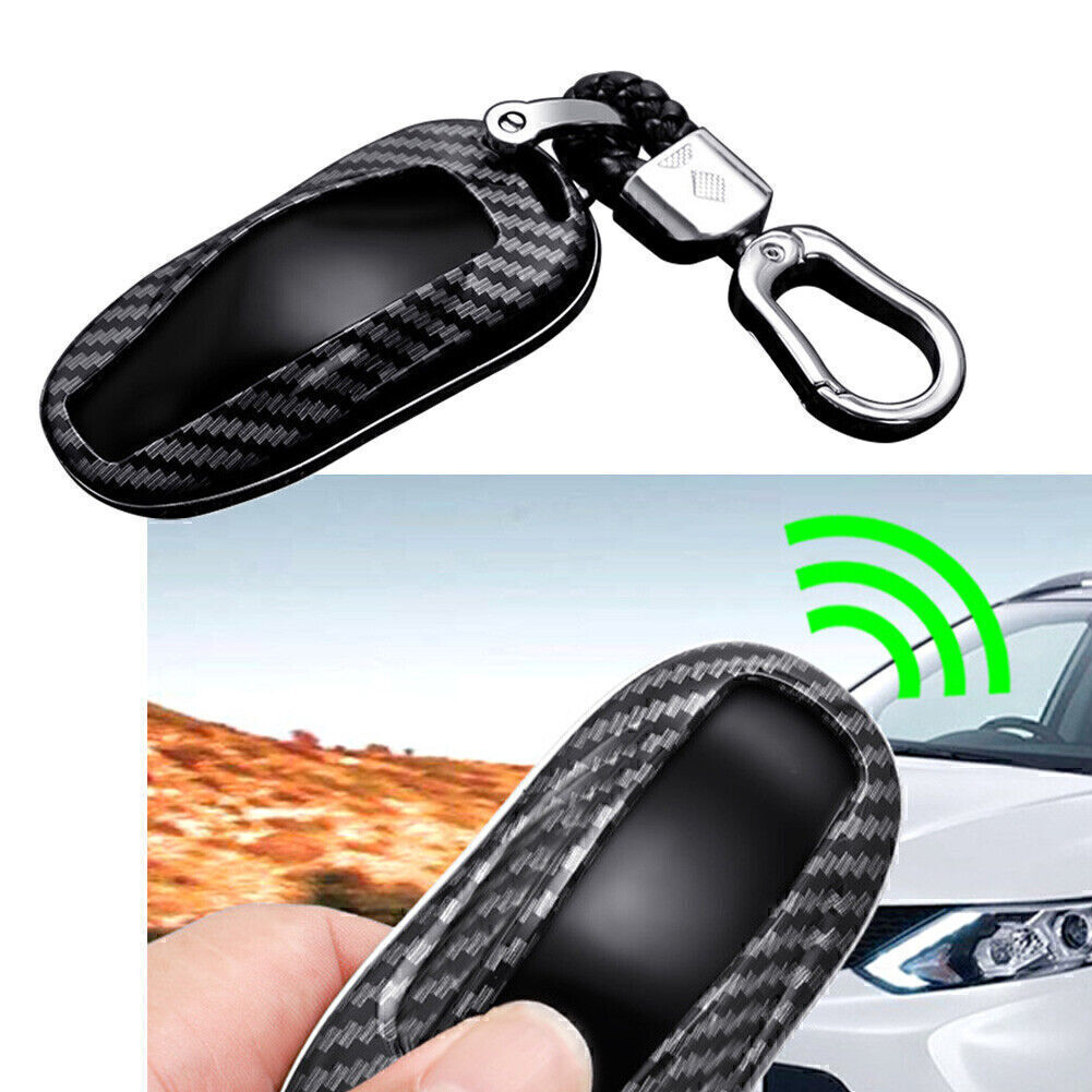 Carbon Fiber Car Smart Key Fob Case Cover Accessories For Tesla Model 3 Model S