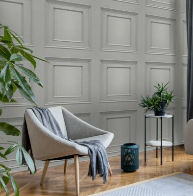 Belgravia Oliana moderne graue Holzpaneeloptik Einzug Featue Tapete 8492