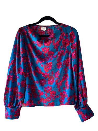 A New Day Women’s Teal/Raspberry/Red Floral Blouse Size Large | eBay